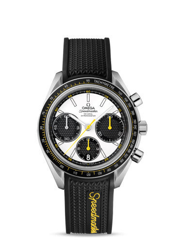 Omega 326.32.40.50.04.001 : Speedmaster Racing Co-Axial Chronograph Stainless Steel / Silver-Yellow / Rubber