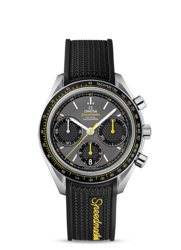 Omega 326.32.40.50.06.001 : Speedmaster Racing Co-Axial Chronograph Stainless Steel / Grey-Yellow / Rubber