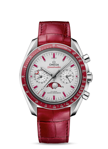 Omega 304.93.44.52.99.002 : Speedmaster Moonphase Chronograph Master Chronometer Platinum / Silver / Ruby