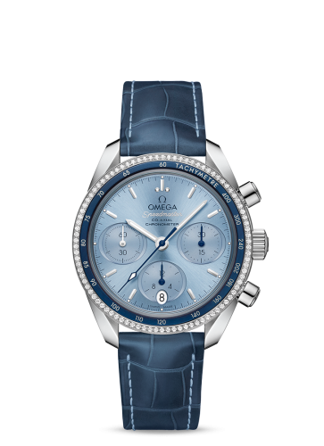 Omega 324.38.38.50.03.001 : Speedmaster Co-Axial 38 Stainless Steel / Diamond / Blue / Strap