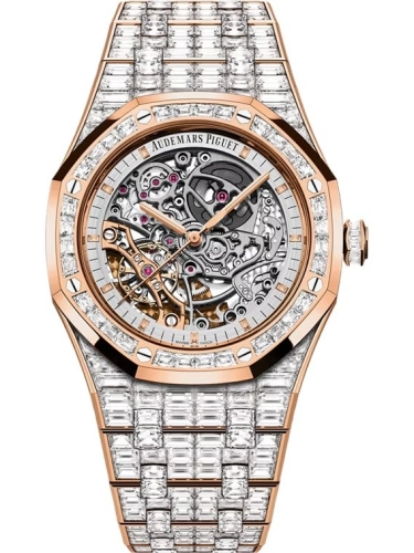 Audemars Piguet 15417OR.ZZ.1267OR.01.A : Royal Oak 41 Double Balance Wheel Openworked Pink Gold / Baguette