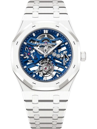 Audemars Piguet 26735CB.OO.1225CB.98 : Royal Oak Self-Winding Flying Tourbillon Openworked White Ceramic / Blue