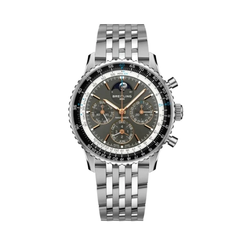 Breitling PB1921251B1A1 : Navitimer B19 Chronograph 43 Perpetual Calendar Stainless Steel - Platinum /  Grey / Bracelet