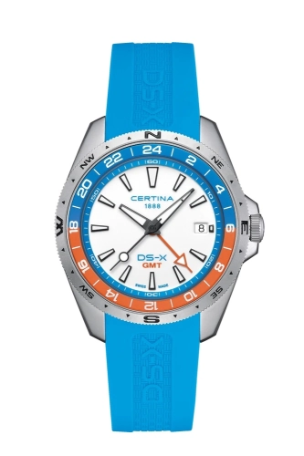 Certina C047.452.17.011.00 : DS-X GMT Stainless Steel / White / Rubber