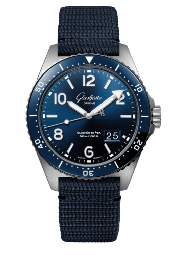 Glashütte Original 1-36-13-02-81-09 : SeaQ Panorama Date Stainless Steel / Blue / Synthetic - Pin
