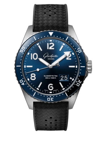 Glashütte Original 1-36-13-02-81-33 : SeaQ Panorama Date Stainless Steel / Blue / Rubber - Folding