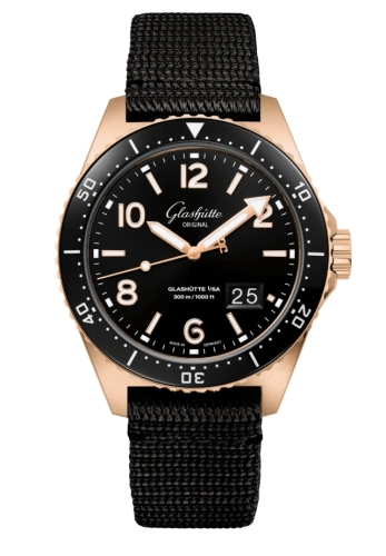 Glashütte Original 1-36-13-03-90-35 : SeaQ Panorama Date Red Gold / Black / Synthetic - Folding