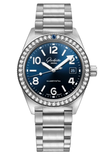 Glashütte Original 1-39-11-09-62-70 : SeaQ Date Stainless Steel / Diamond / Blue / Bracelet