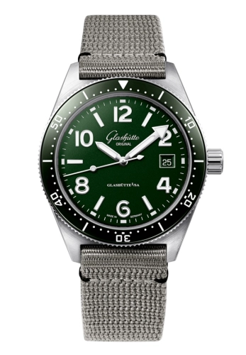 Glashütte Original 1-39-11-13-63-08 : SeaQ Date Stainless Steel / Green / Synthetic - Pin