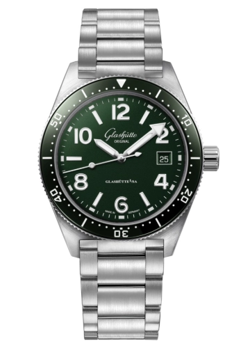 Glashütte Original 1-39-11-13-63-70 : SeaQ Date Stainless Steel / Green / Bracelet