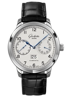 Glashütte Original 1-00-14-05-02-50 : Senator Observer Stainless Steel / Silver / Alligator / Folding