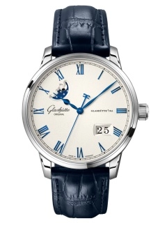 Glashütte Original 1-36-24-05-02-61 : Senator Excellence Panorama Date Moonphase Stainless Steel / Frosted Silver / Alligator - Folding