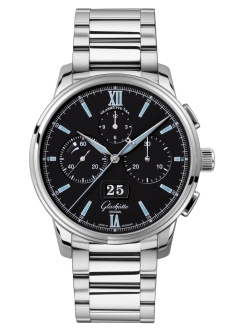 Glashütte Original 1-37-01-03-02-71 : Senator Chronograph Panorama Date Stainless Steel / Black / Bracelet