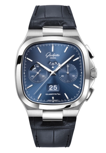 Glashütte Original 1-37-02-08-02-61 : Seventies Chronograph Panorama Date Blue / Alligator - Folding