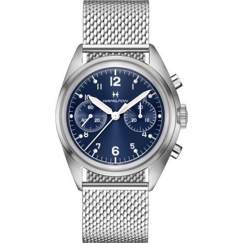 Hamilton H76409140 : Khaki Aviation Pilot Pioneer Mechanical Chronograph Stainless Steel / Blue / Bracelet