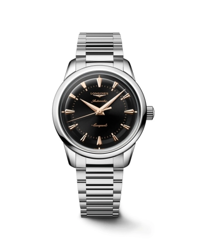 Longines L1.649.4.52.6 : Conquest Heritage 38 Stainless Steel / Black / Bracelet