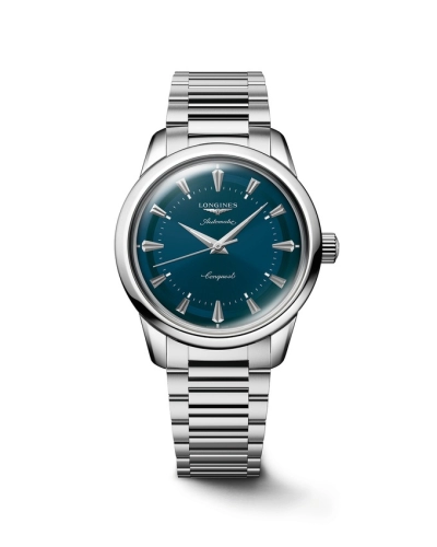 Longines L1.649.4.92.6 : Conquest Heritage 38 Stainless Steel / Blue / Bracelet