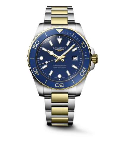 Longines L3.769.3.96.7 : Hydroconquest Quartz 42 Stainless Steel - Yellow Gold / Blue / Bracelet