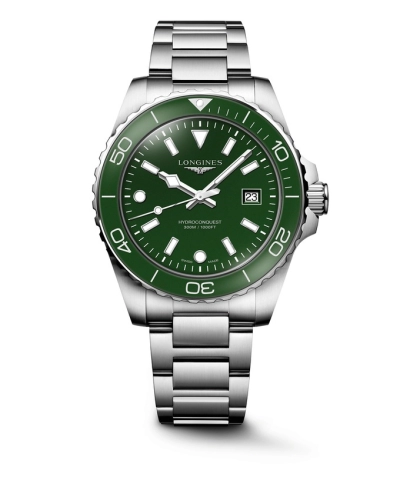 Longines L3.769.4.06.6 : Hydroconquest Quartz 42 Stainless Steel / Green / Bracelet