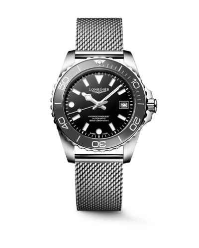 Longines L3.779.4.70.6 : Hydroconquest Automatic 39 Stainless Steel / Black / Mesh