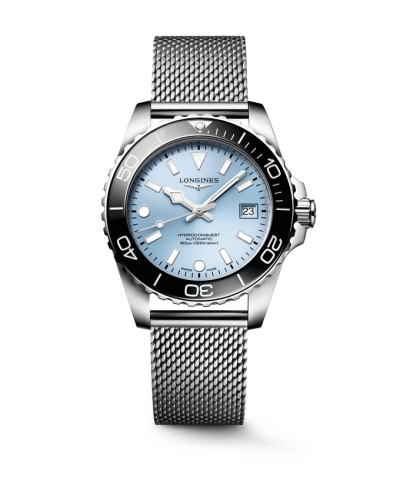 Longines L3.779.4.99.6 : Hydroconquest Automatic 39 Stainless Steel / Frosted Blue / Mesh