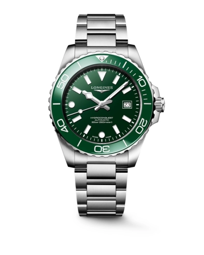 Longines L3.788.4.06.6 : Hydroconquest Automatic 42 Stainless Steel / Green / Bracelet