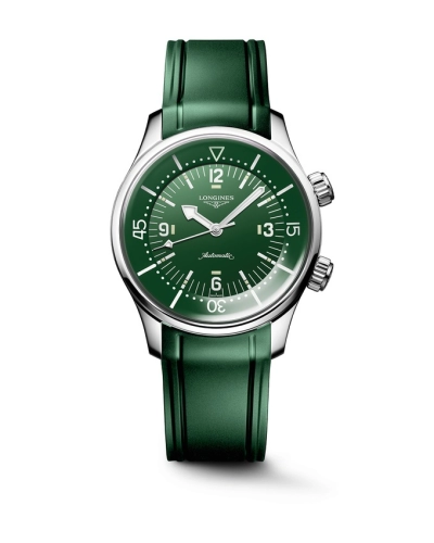 Longines L3.764.4.06.9 : Heritage Legend Diver 39 Stainless Steel / Green / Rubber