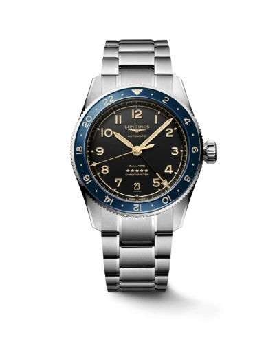 Longines L3.802.4.60.6 : Spirit Zulu Time 39 Stainless Steel / Black - Blue / Bracelet