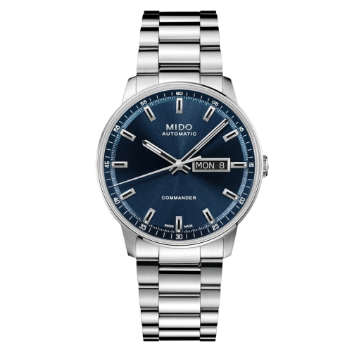 Mido M021.430.11.041.00 : Commander Datoday Stainless Steel / Blue