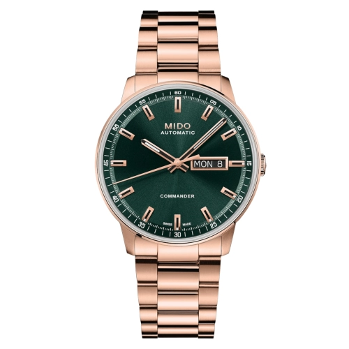 Mido M021.430.33.091.00 : Commander Datoday Rose Gold / Green