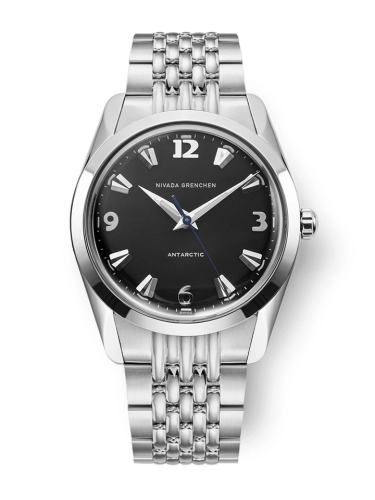 Nivada Grenchen 35002M04 : Antarctic 35 Black - White Luminova / Stainless Steel / Beads of Rice