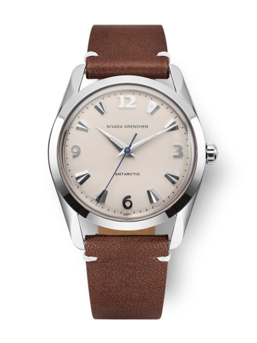 Nivada Grenchen 35004M14 : Antarctic 35 Eggshell - White Luminova / Stainless Steel / Brown - White
