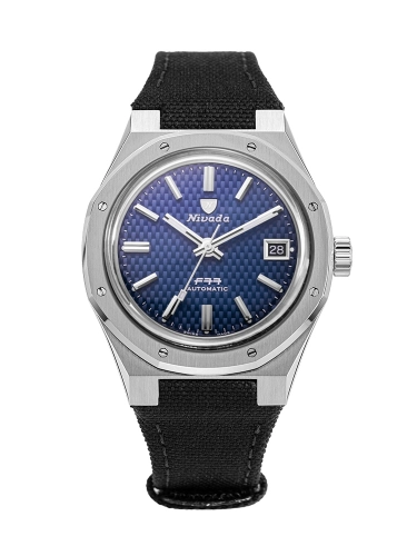 Nivada Grenchen 69001A77-BC : F77 Date Stainless Steel / Blue / Velcro