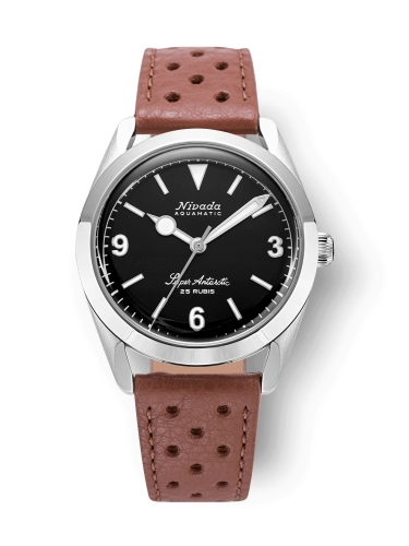 Nivada Grenchen 32039A23 : Super Antarctic 3.6.9. Black - No Vintage Effect / Stainless Steel / Brown Racing