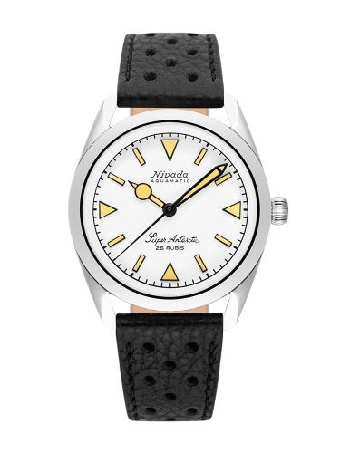 Nivada Grenchen 32064A10 : Super Antarctic White - Yellow Luminova / Stainless Steel / Black Racing