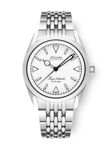 Nivada Grenchen 32065A04 : Super Antarctic White / Stainless Steel / Beads of Rice