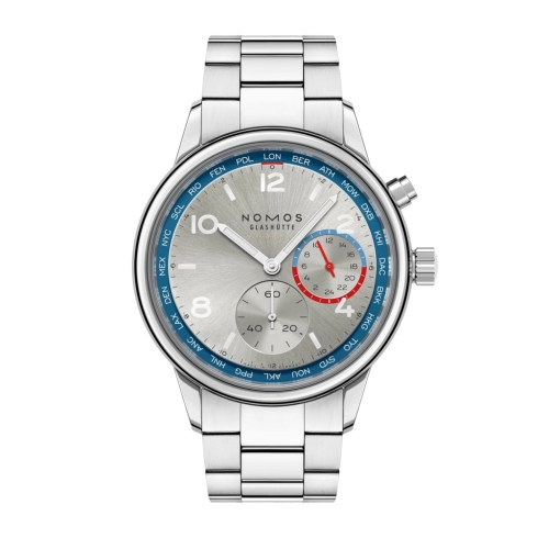Nomos Glashütte 791 : Club Spiort Neomatik Worldtimer Silver