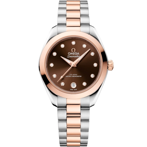 Omega 220.20.30.20.63.001 : Seamaster Aqua Terra 150M Master Co-Axial 30 Stainless Steel - Moonshine Gold / Brown - Diamond / Bracelet