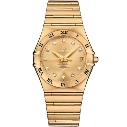 Omega 111.50.36.20.58.001 : Constellation Co-Axial 35.5 Yellow Gold / Champagne - Diamond
