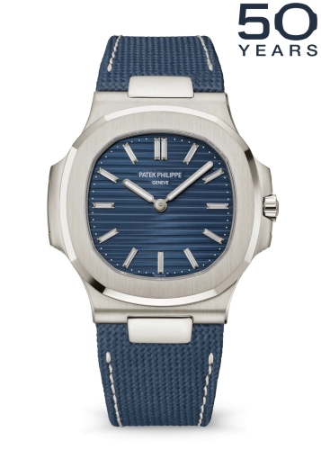 Patek Philippe 5810G-001 : Nautilus 50th Anniversary 5810 White Gold / Blue - Baguette