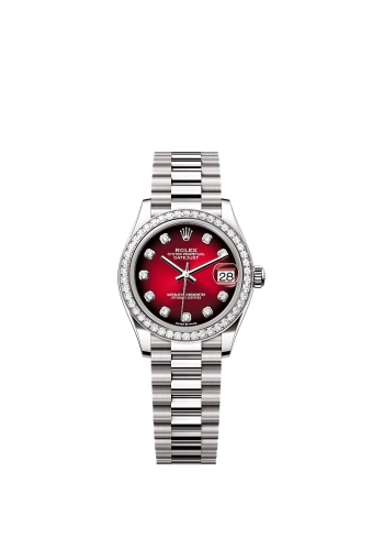 Rolex 278289RBR-0028 : Datejust 31 White Gold Diamond / Red Gradient - Diamond