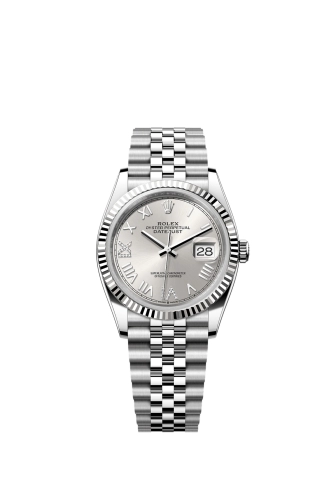 Rolex 126234-0067 : Datejust 36 Stainless Steel - Fluted / Silver Roman Diamond / Jubilee