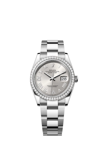 Rolex 126284RBR-0060 : Datejust 36 Stainless Steel - Diamond / Silver Roman Diamond / Oyster