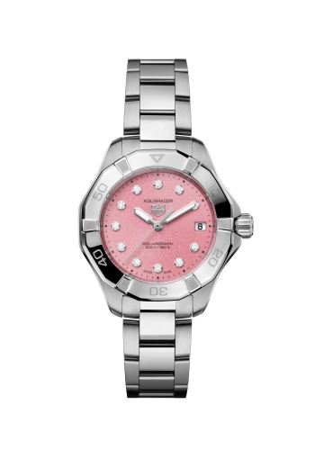 TAG Heuer WBP1318.BA0005 : Aquaracer Professional 200 Solargraph 34 Stainless Steel / Pink - Diamond