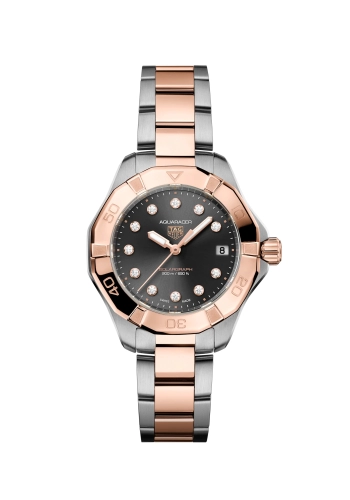 TAG Heuer WBP1324.BB0005 : Aquaracer Professional 200 Solargraph 34 Stainless Steel - Rose Gold / Grey - Diamond