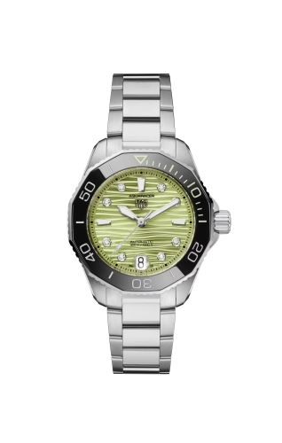 TAG Heuer WBP231L.BA0618 : Aquaracer Professional 300 36 Stainless Steel / Pastel Green - Diamond / Bracelet