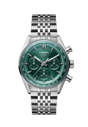 TAG Heuer CBS2115.BA0053 : Carrera Chronograph Glass Box 41 Stainless Steel / Teal Green