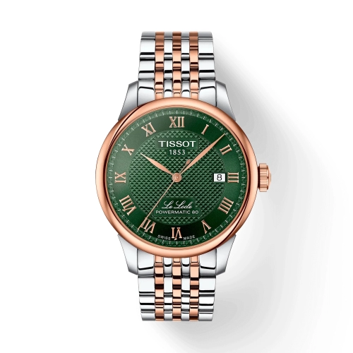 Tissot T006.407.22.093.01 : Le Locle Powermatic 80 39.3 Stainless Steel - Rose Gold / Green / Bracelet