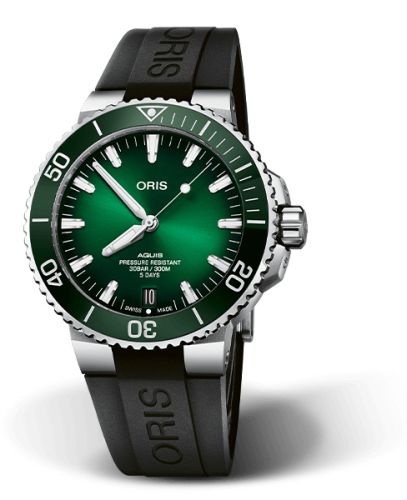 Oris 01 400 7763 4157-07 4 24 74EB : Aquis Date Calibre 400 43.5 Stainless Steel / Green / Rubber