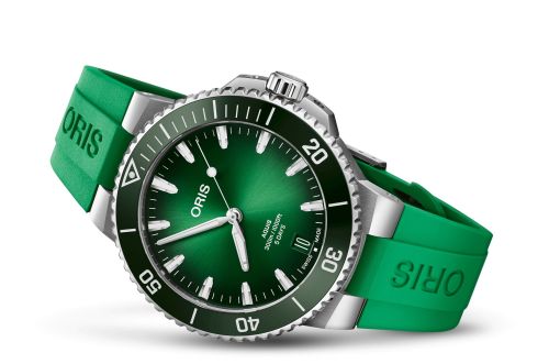 Oris 01 400 7790 4157-07 4 23 47EB : Aquis Date Calibre 400 43.5 Stainless Steel / Green / Rubber
